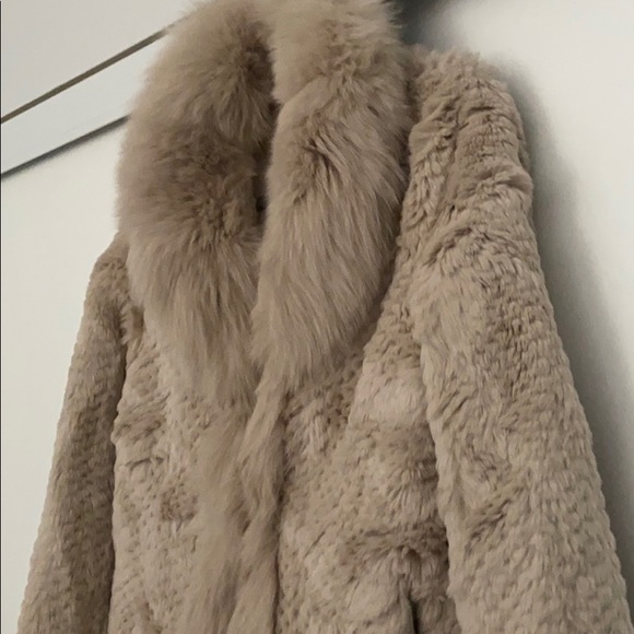 NWT SaksFifthAvenue Rabbit/Fox Fur Coat S/M - Picture 3 of 6